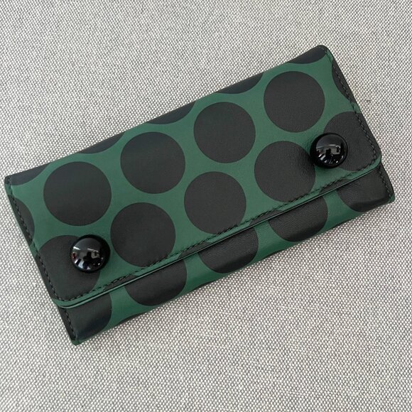 Marc Jacobs Handbags - MARC JACOBS Green/Black Polka Dot Wallet Lambskin RARE Runway 2011